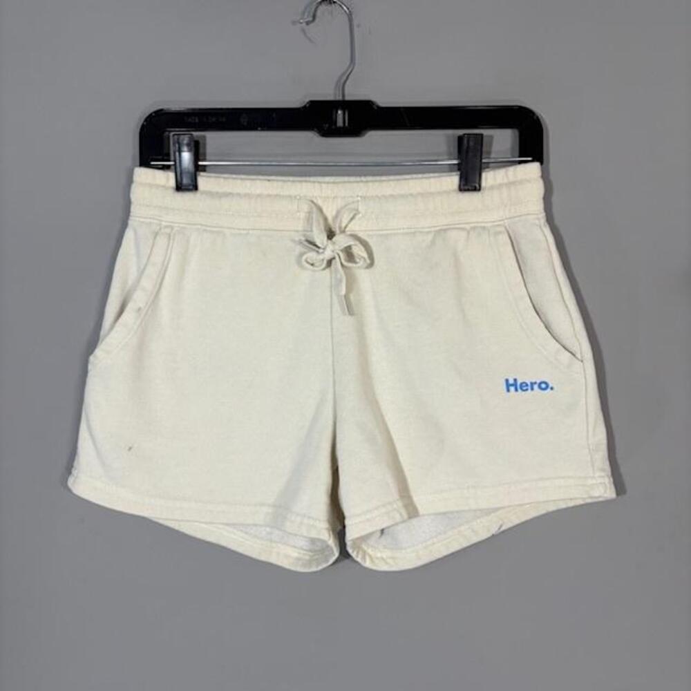 Alix Earle X Hero. Shorts Womens S White Fleece Sweat Drawstring Logo Pockets